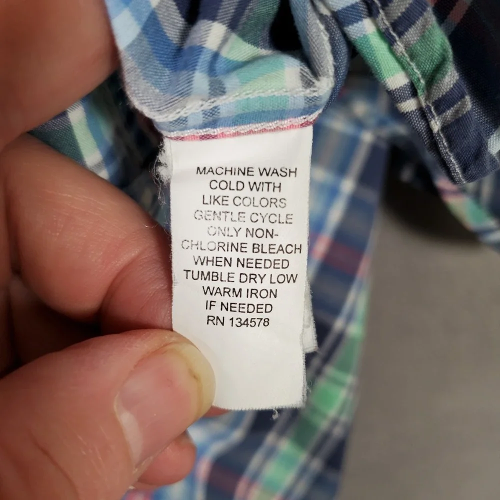 Vineyard Vines Whale Shirt MensXL Blue Green Pink‎ Plaid Preppy Classic